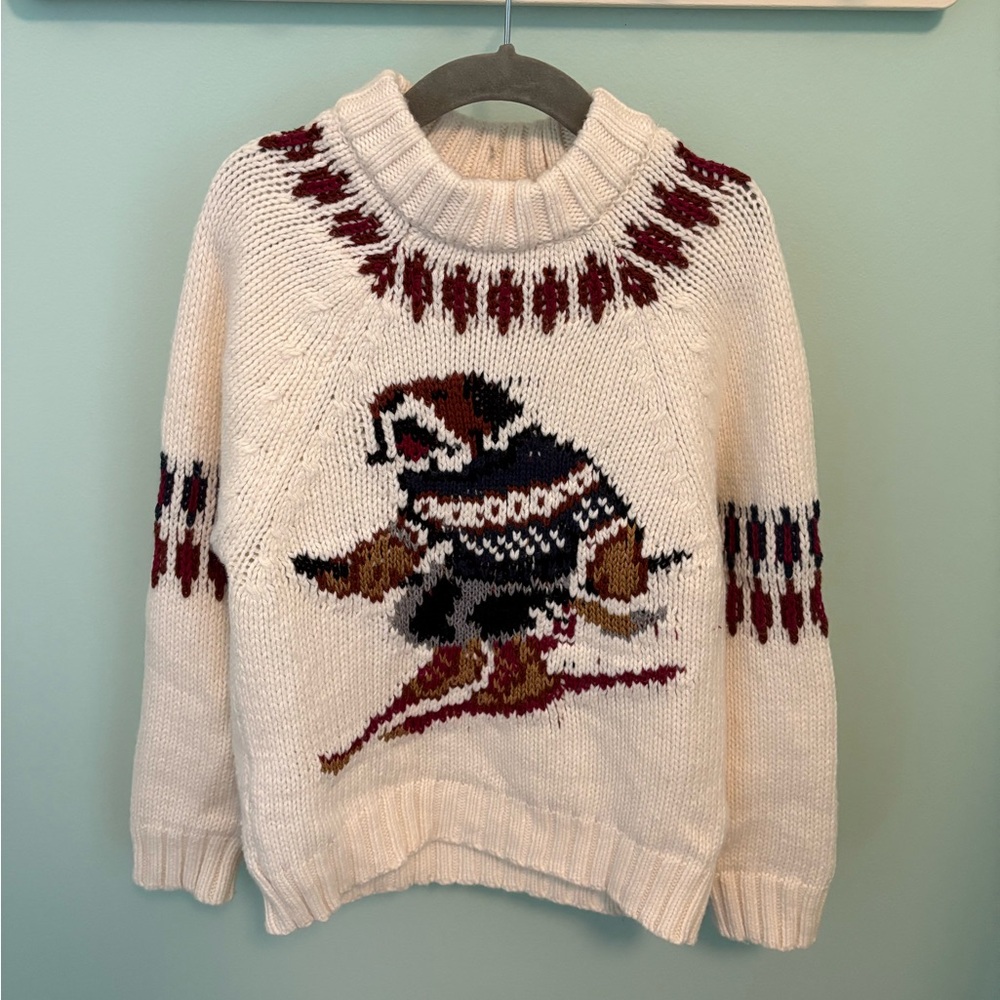 Zara Skiing Dog Knit Sweater